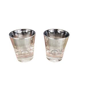 Set of 2 Vintage Silver Fade Shot Glasses Mid Century Modern Ombre